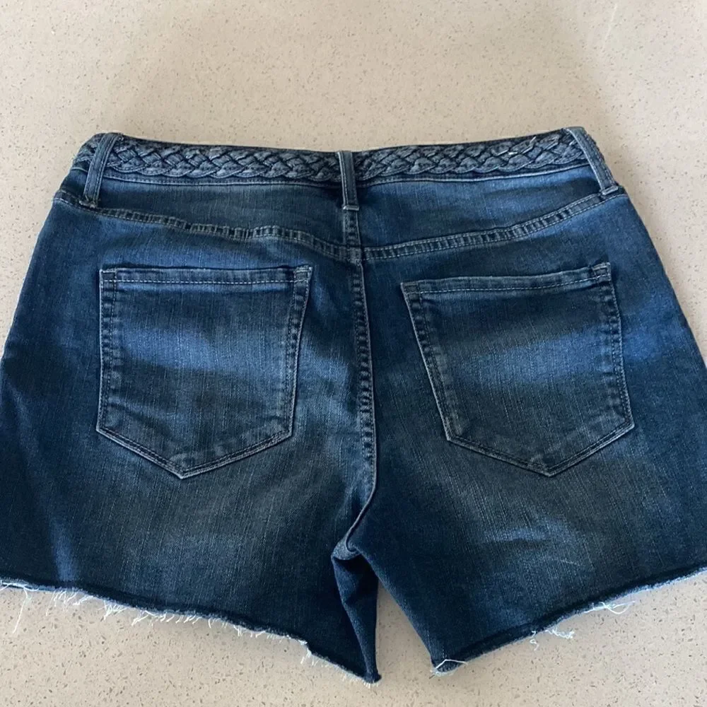 Frayed High Rise Denim Shorts 29 Raw Hem Zip Up Summer - Picture 8 of 12
